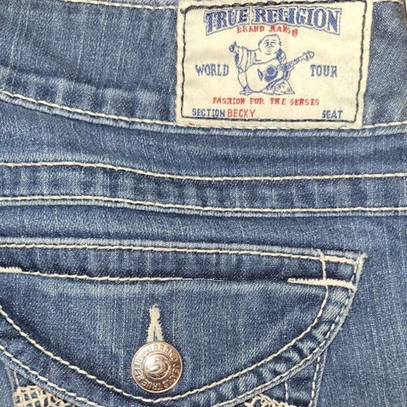 True Religion Women's Embroidered Becky Bootcut Blue Jeans 31 - Picture 8 of 16